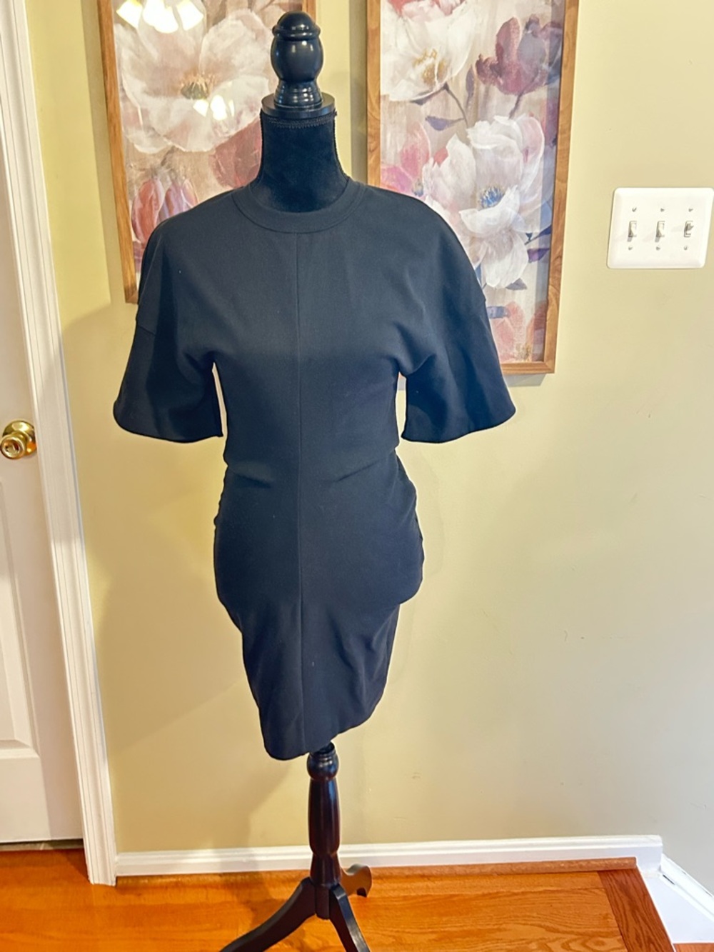 Alexander Wang Black Mini Dress with Structured Short Sleeves